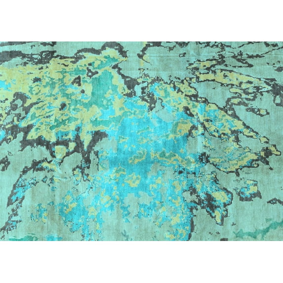 Ahgly Company Indoor Rectangle Abstract Light Blue Modern Area Rugs, 8' x 10'