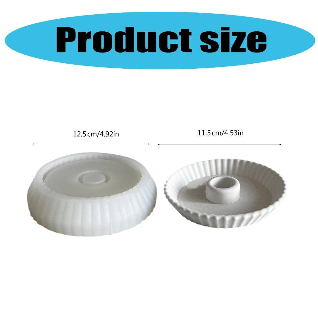 Aurgiarme Candlestick Mold Silicone Candle Holder Mould Striped Plate Shaped Candle Stand Moulds Gypsum Home Ornaments Mould