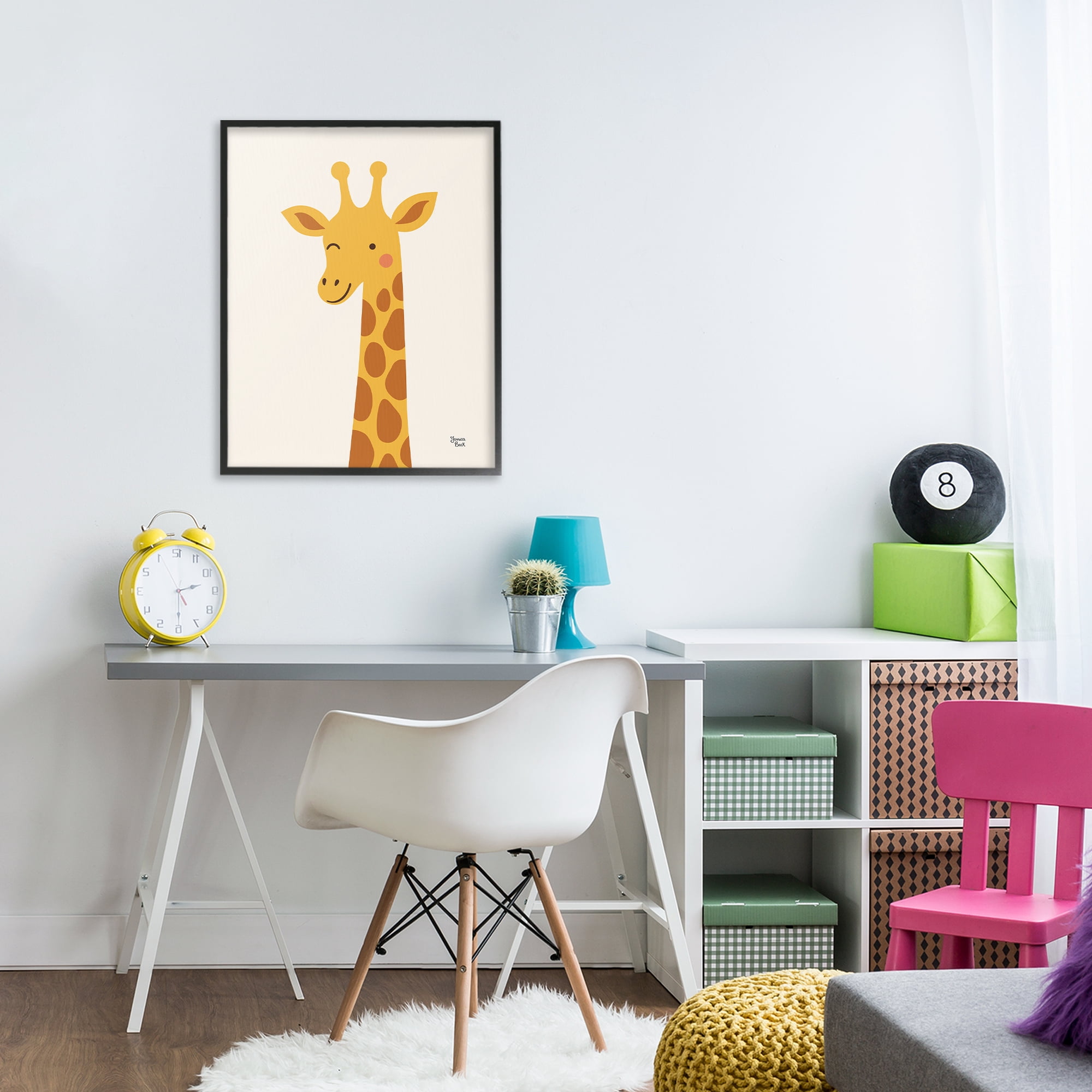 Stupell Industries Winky Giraffe Portrait Black Framed Giclee Art, design by Jessica Beck