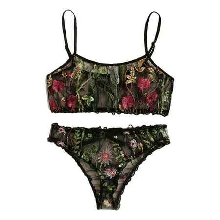 

Topwoner ZT150 Fashion Sexy Embroidery Perspective Mesh Gauze Bra Underwear