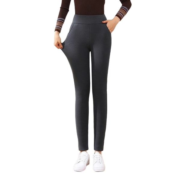 Txlixc Polainas Femeninas, Pantalones Elásticos de Cintura Alta de Color Sólido Grueso Txlixc moda