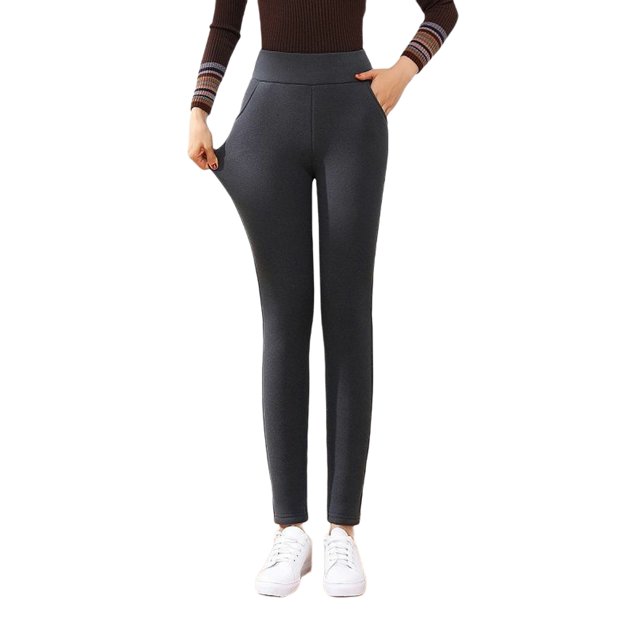 Txlixc Polainas Femeninas, Pantalones Elásticos de Cintura Alta de Color Sólido Grueso Txlixc moda