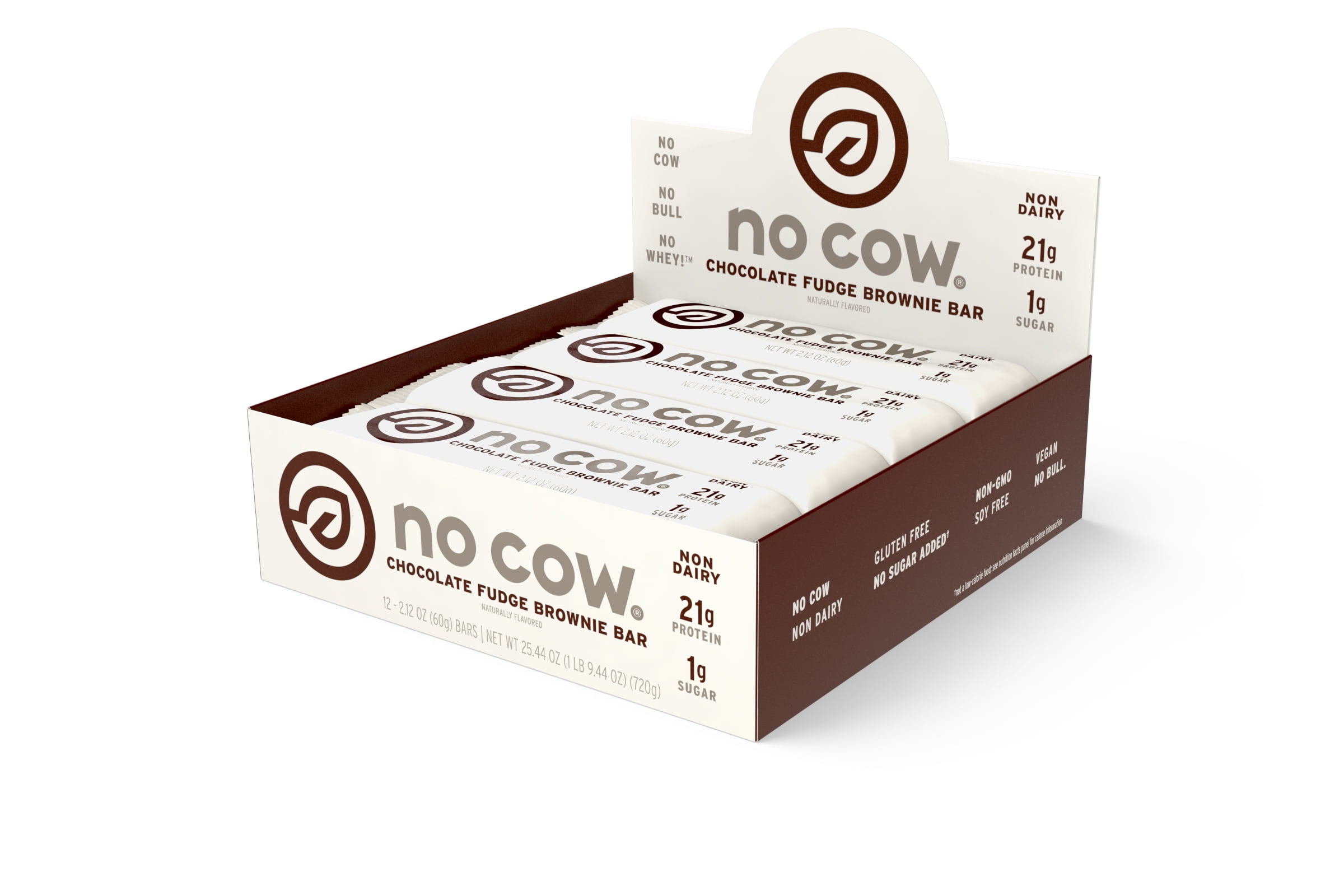 No Cow Protein Bar, Chocolate Fudge Brownie, 21g PlantBased Protein