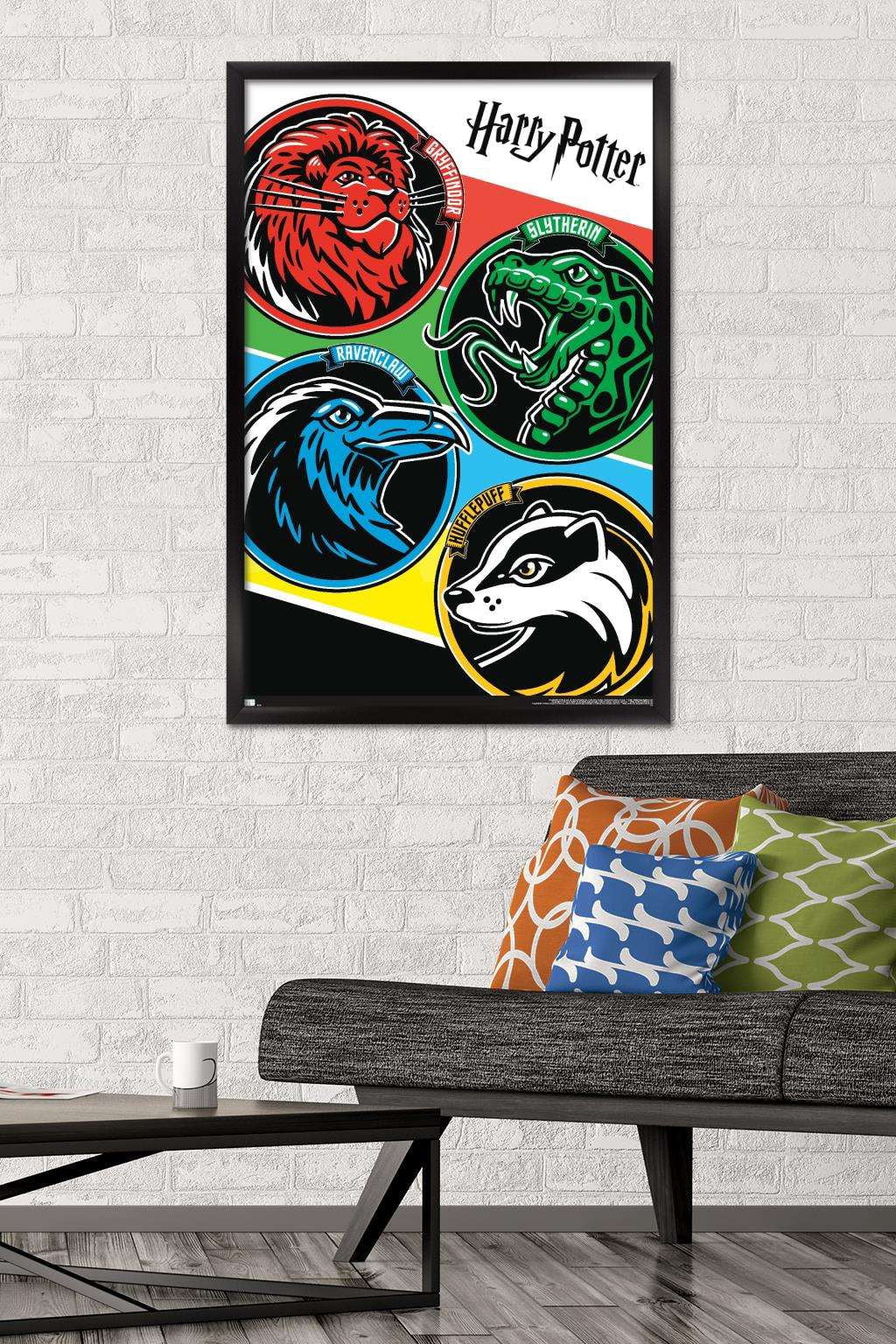 The Wizarding World: Harry Potter - Color Crests Wall Poster, 22.375" x 34", Framed