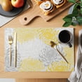 thumbnail image 2 of Floral Pattern Placemats Set of 2, Outline White Yellow Chrysanthemum Graphic Non-Slip Place Mats Washable Table Mats for Kitchen Dining Table Decorations Indoor/Outdoor, 2 of 9
