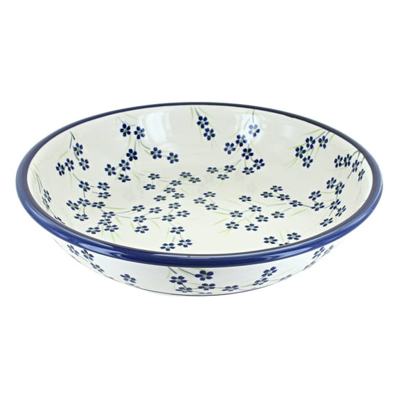 Blue Rose Polish Pottery Willow Large Shallow Serving Bowl