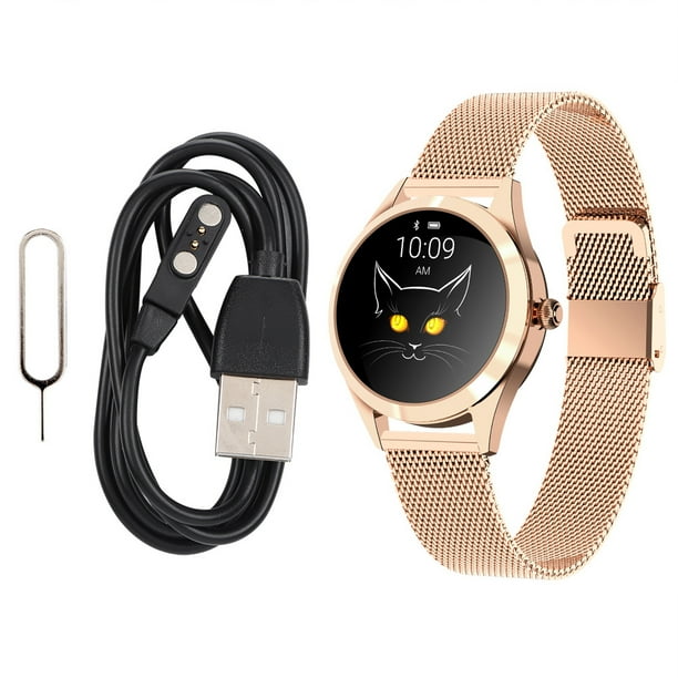 Reloj deportivo inteligente para mujer KW10 con pulsera y pantalla redonda reloj de monitoreo inteligente dorado Walmart en linea