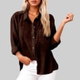 thumbnail image 3 of Long Sleeve Shirts for Women 2026 Spring Cotton Linen Roll Up Sleeve Button Down Collared Dressy Casual Office Work Blouse, 3 of 5