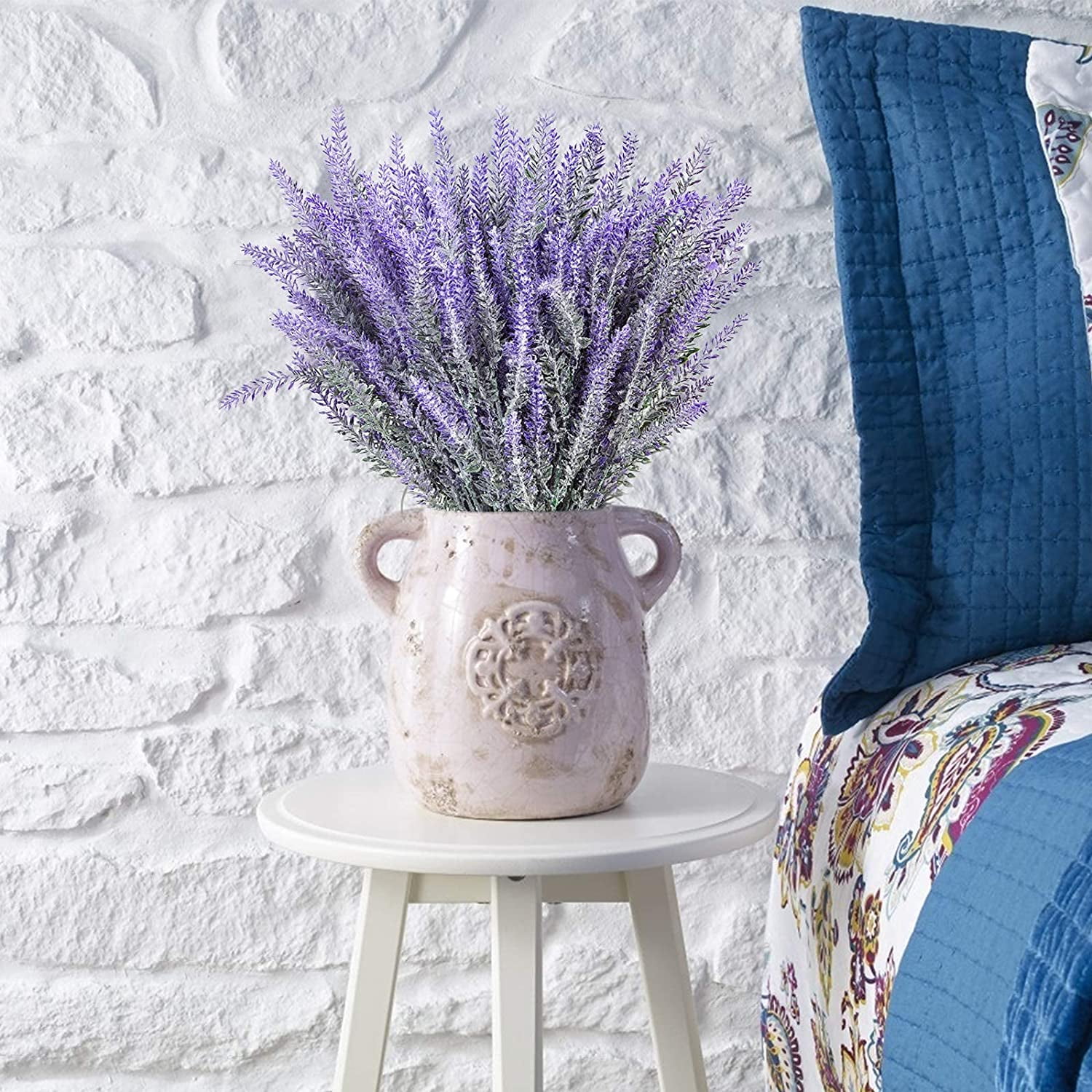 GRNSHTS  12 Bundle Artificial Flowers Fake Lavender Plant, Real Touch with Lavender Flowers Stems Bouquet for Office Wedding Garden Party Lavender Home Decor (Purple)