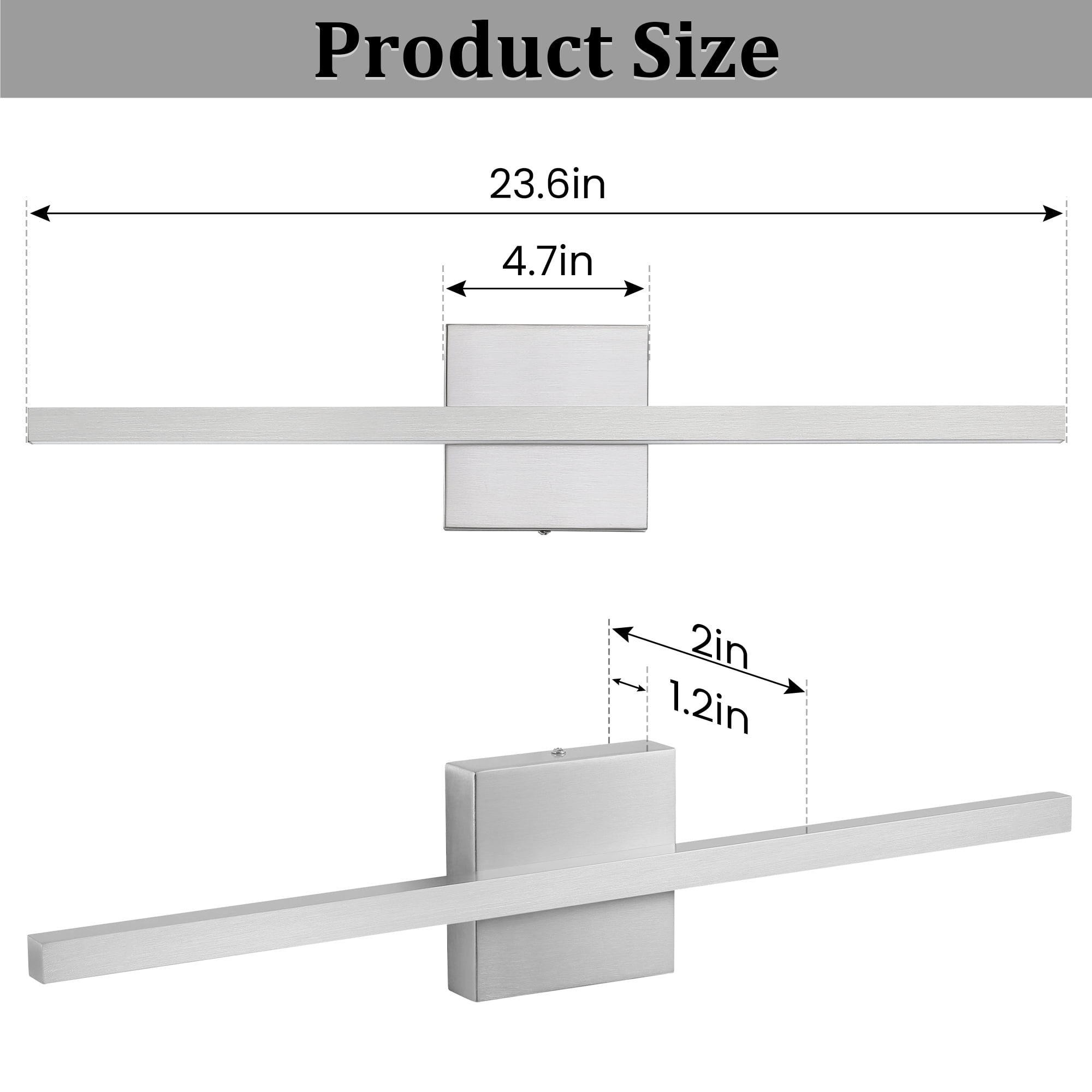 Vanity Light for Bathroom Lighting Fixtures Over Mirror Dimmable Integrated LED 24 inch Modern Vanity Lights Brushed Nickel Bathroom Light Bar Bath Wall Sconce