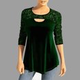 thumbnail image 2 of Camiseta de manga larga con cuello redondo y abertura digital de ocho tallas, top de punto con costura de lentejuelas ajustado para mujer, 2 of 6