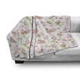 thumbnail image 3 of Shabby Flora Soft Flannel Fleece Throw Blanket, Nature Blossoms Buds Flowers Lavenders Florals Leaves Ivy Artwork, Cozy Plush for Indoor and Outdoor Use, 50" x 60", Pink White and Green, by Ambesonne, 3 of 6