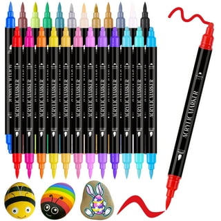 24 Colors Dual Tip Marker Paint Pens Set Universal Permanent for