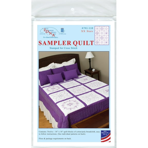 Stamped White Sampler Quilt Blocks 18"X18" 12/Pkg-XX Stars