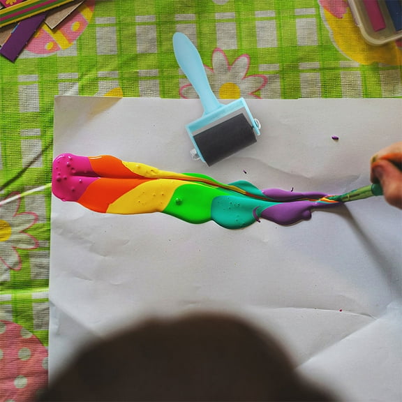 GOOHOCHY MLINS 6pcs Rubber Roller Printmaking Brayers Art Craft Roller for Ink Paint Brush Wallpapers Stamping Gluing Application