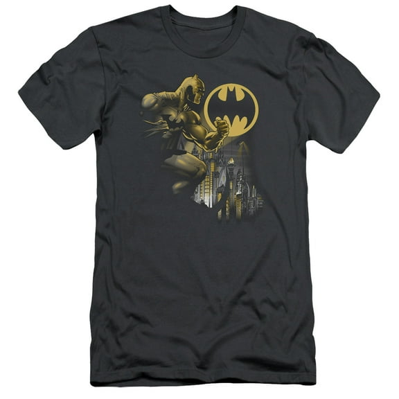 Batman Bat Signal S/S Adult 30/1 T-Shirt Charcoal