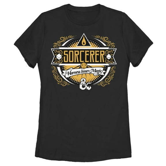 Women's Dungeons & Dragons Sorcerer Harness Inner Magic Badge Graphic Tee Black 2X Large