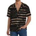 thumbnail image 3 of Naloa American Flag with Desert Camouflage Men's Loose Fit Cuban Collar Short-Sleeve Shirt with Button-down and Chest Pocket for Everyday Wear Outings - X-Large, 3 of 7