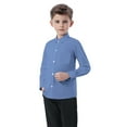 thumbnail image 6 of HOMADLES Boys Button Down Shirts Long Sleeve Lapel Solid School Uniform, Uniform Shirt Blue 5 T, 6 of 6