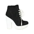 thumbnail image 2 of Qupid CB98 Women Suede Perforated Lace Up Lug Sole Chunky Heel Platform Sneaker Bootie, 2 of 6