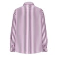 thumbnail image 5 of GERsome Womens Button Down Shirts Striped Long Sleeve Collared Casual Work Blouses Summer Tops with Pocket,Purple,Size 3XL, 5 of 7