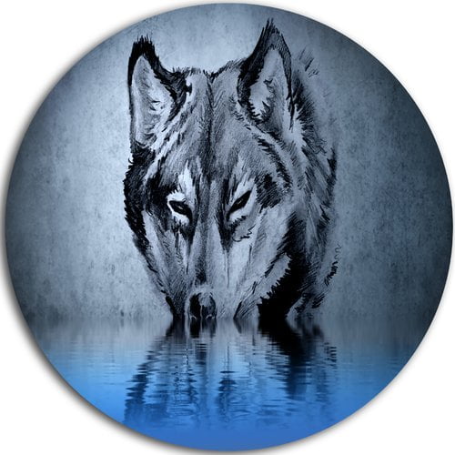Design Art Wolf Head With Water Reflections Tattoo Graphic Art Print On Metal Walmart Com Walmart Com