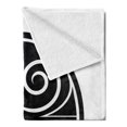 thumbnail image 2 of Ethnic Soft Flannel Fleece Throw Blanket, Maori Culture with Swirls and Whiskers Motifs from Indigenous Folklore, Cozy Plush for Indoor and Outdoor Use, 50" x 60", Black and White, by Ambesonne, 2 of 5