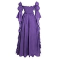 thumbnail image 3 of OIOLOYJM Medieval Renaissance Dress for Women Off Shoulder Victorian Gothic Witch Wedding Costume Dress Comfortable Fashion Elegant Cosplay Dress Purple S, 3 of 6