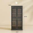 thumbnail image 2 of BELLEZE 67" Storage Cabinet, 6 Shelf Glass Bookshelf Display Cabinet, Modern Wood Wine Curio Cabinets with 4 Adjustable Shelves, Trophy Display Case for Living Room, Wine, Ebony, 2 of 7