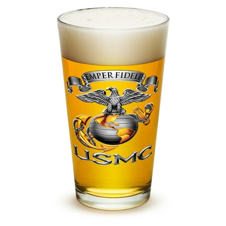 - Pint Glasses – US Marine Corps Gifts for Men or Women – USMC Sempri Fidelis Beer Glassware – Beer Glass with Logo (16 Oz)