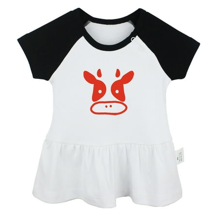 

Holy Cow I m Cute Funny Dresses For Baby Newborn Babies Animal Cow Pattern Skirts Infant Princess Dress 0-24M Kids Graphic Clothes (Black Raglan Dresses 6-12 Months)