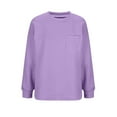 thumbnail image 5 of YUGYXL Womens Long Sleeves Sweatshirts Casual Round Neck Solid Color Sweatshirts with Pockets Fall Dressy Pullovers Purple XL, 5 of 7