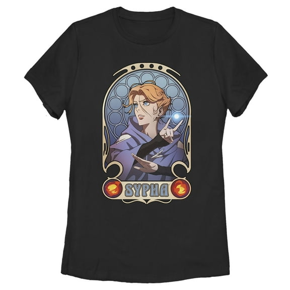 Women's Castlevania Sypha Classic Portrait  Graphic Tee Black Large