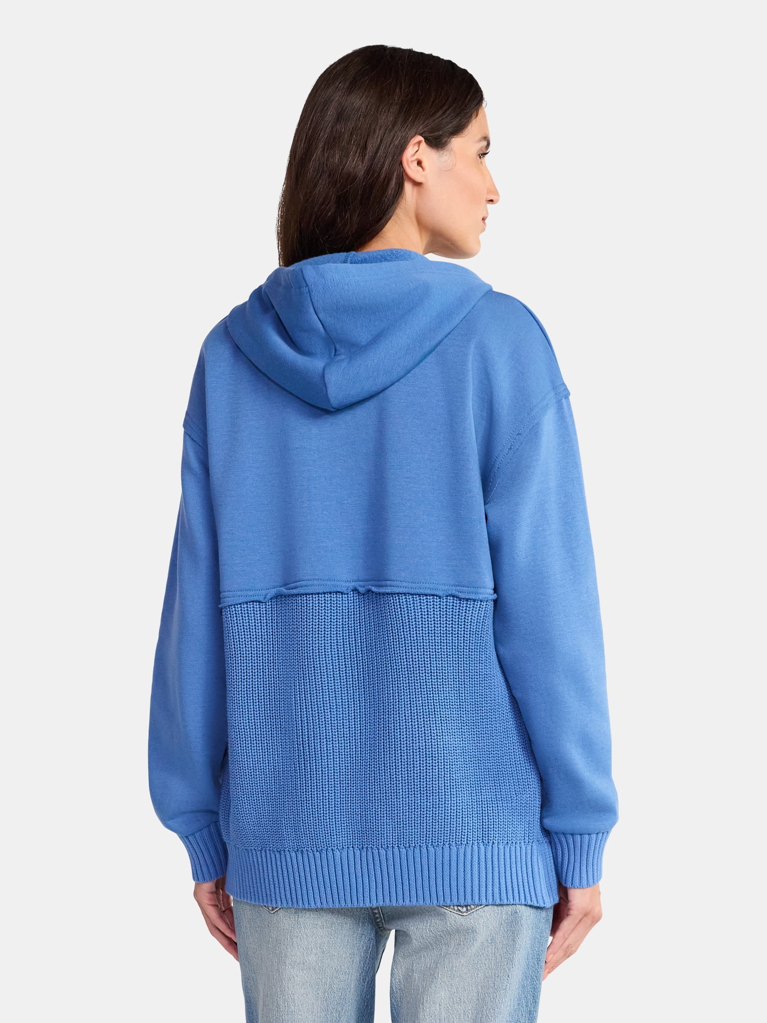 Time and Tru Women's Mixed Media Hoodie, Sizes XS-XXXL