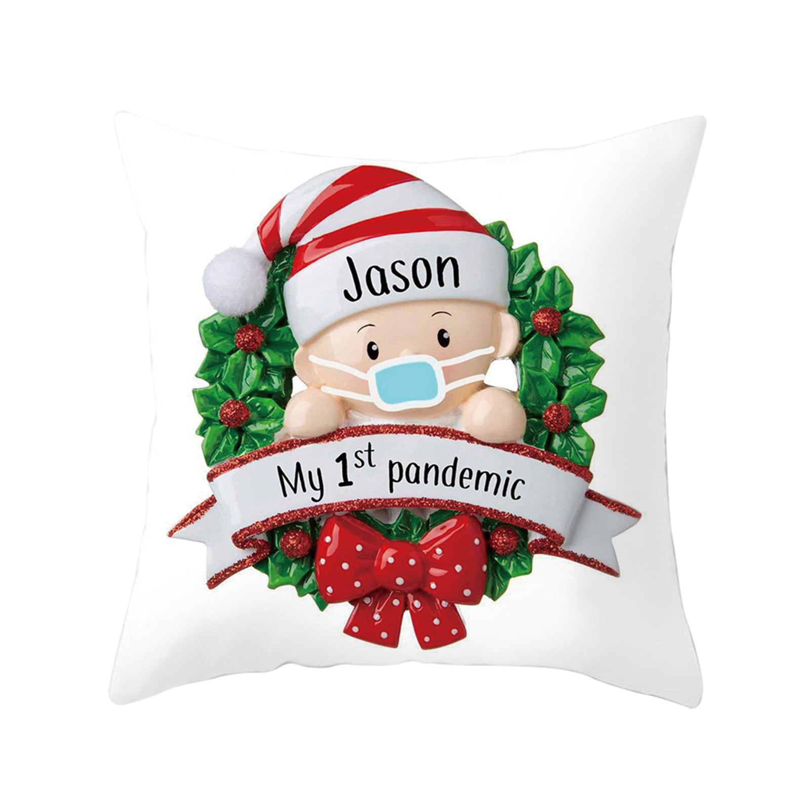 JASEN Farmhouse Christmas Pillow Covers 18x18 Set of 4 Rustic Winter Holiday Xmas Decor Throw Pillows Christmas Decorations Cushion Cases