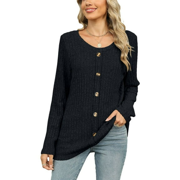 SWSMCLT Women's Soft Pullover Sweater Warm Top Elegant Duster Cardigan Crewneck Long Sleeve Fashion Spring Loose Black X-Large