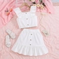 thumbnail image 2 of LUOGENLI Little Girls Outfits Size 7/8 Summer Toddler Girls Summer Fly Sleeve Solid Tops and Skirts Outfits Clothes Set for Child Clothes Girls Summer Outfits Size 8-10 Under 20 9-10 Years, 2 of 7
