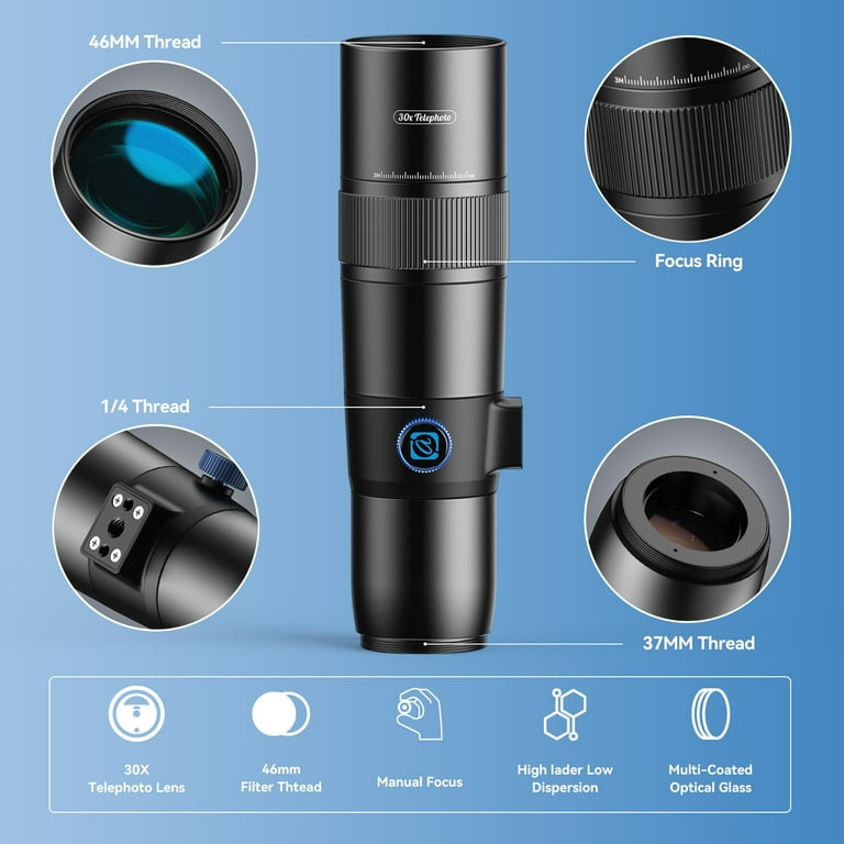 Apexel 30X Telephoto Lens, High Power HD Telephoto Phone