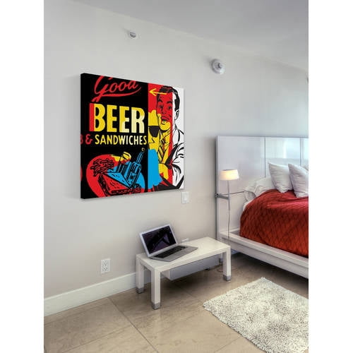 Marmont Hill "Beer & Sandwiches" by Josh Ruggs Painting Print on Wrapped Canvas