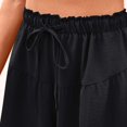 thumbnail image 4 of Hontri Womens Shorts Womens Shorts 2025 Summer Drawstring Ruffle Elastic High Waist Solid Color Casual Beach Shorts with Pockets Shorts for Women, 4 of 6