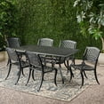 thumbnail image 2 of Bowen 7-Piece Outdoor Cast Aluminum Rectangular Dining Set, Black Sand, 2 of 10