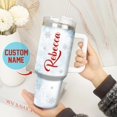 thumbnail image 4 of Personalized Snowman Tumbler 40oz with Handle and Straw Stainless Steel Customized Name Double Wall Vacuum Insulated Tumblers Travel Coffee Mug Christmas Gift For Kid Boy Girl Family, 4 of 6