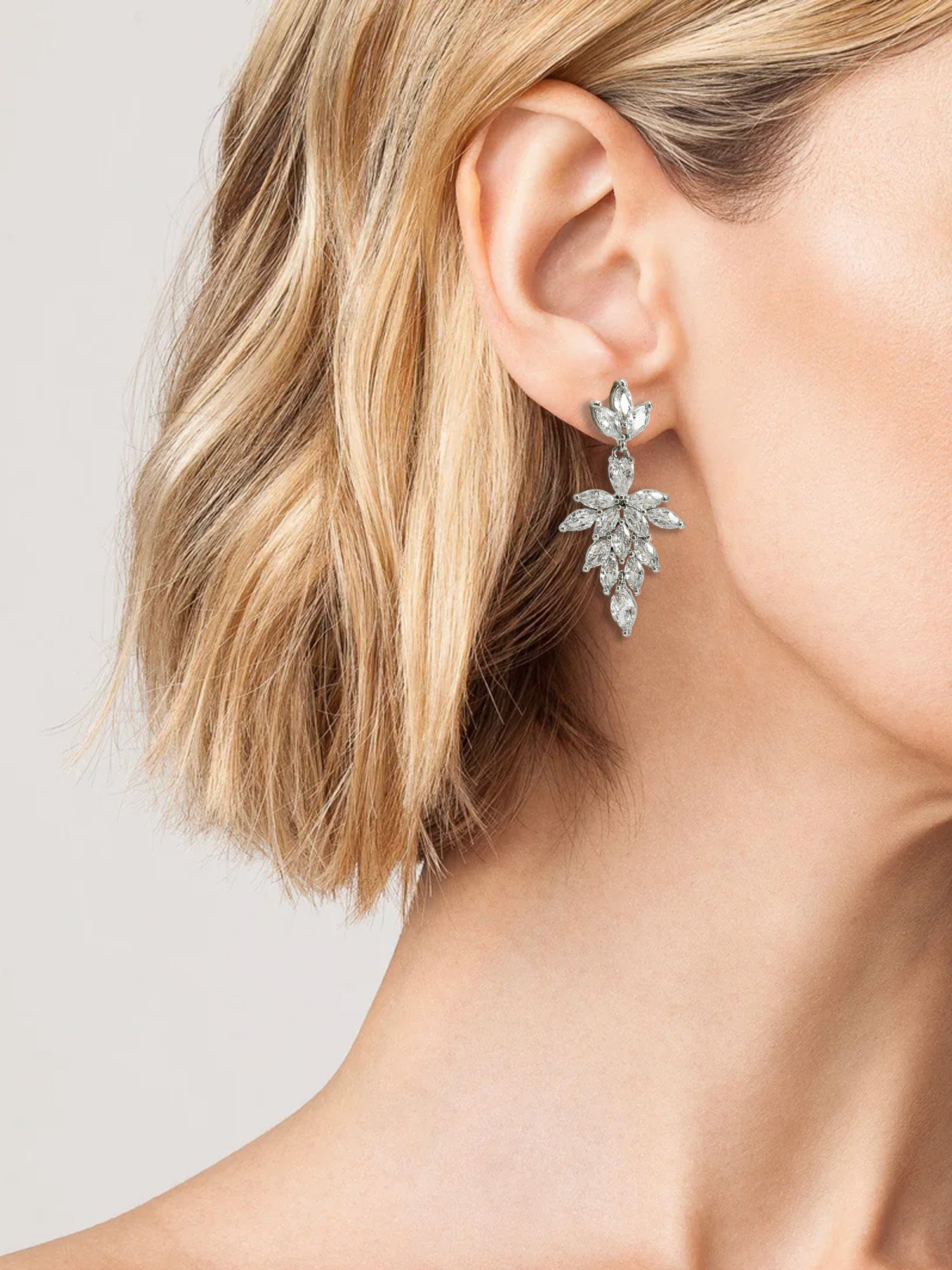 Women's Believe in Brilliance Fine Silver Plate Chandelier Style Earrings with AAA Cubic Zirconia Stones