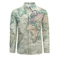 thumbnail image 3 of Vintage Map Casual Shirts Men The World 1801 Print Shirt Long Sleeve Fashion Harajuku Blouses Autumn Design Clothes Large Size, 3 of 6