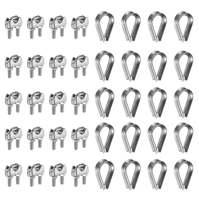 40 Pcs M4 5/32" Abrazaderas de Cable U-Bolt para Aparejo de Cable de Alambre Sistema de Barandilla de Carpa