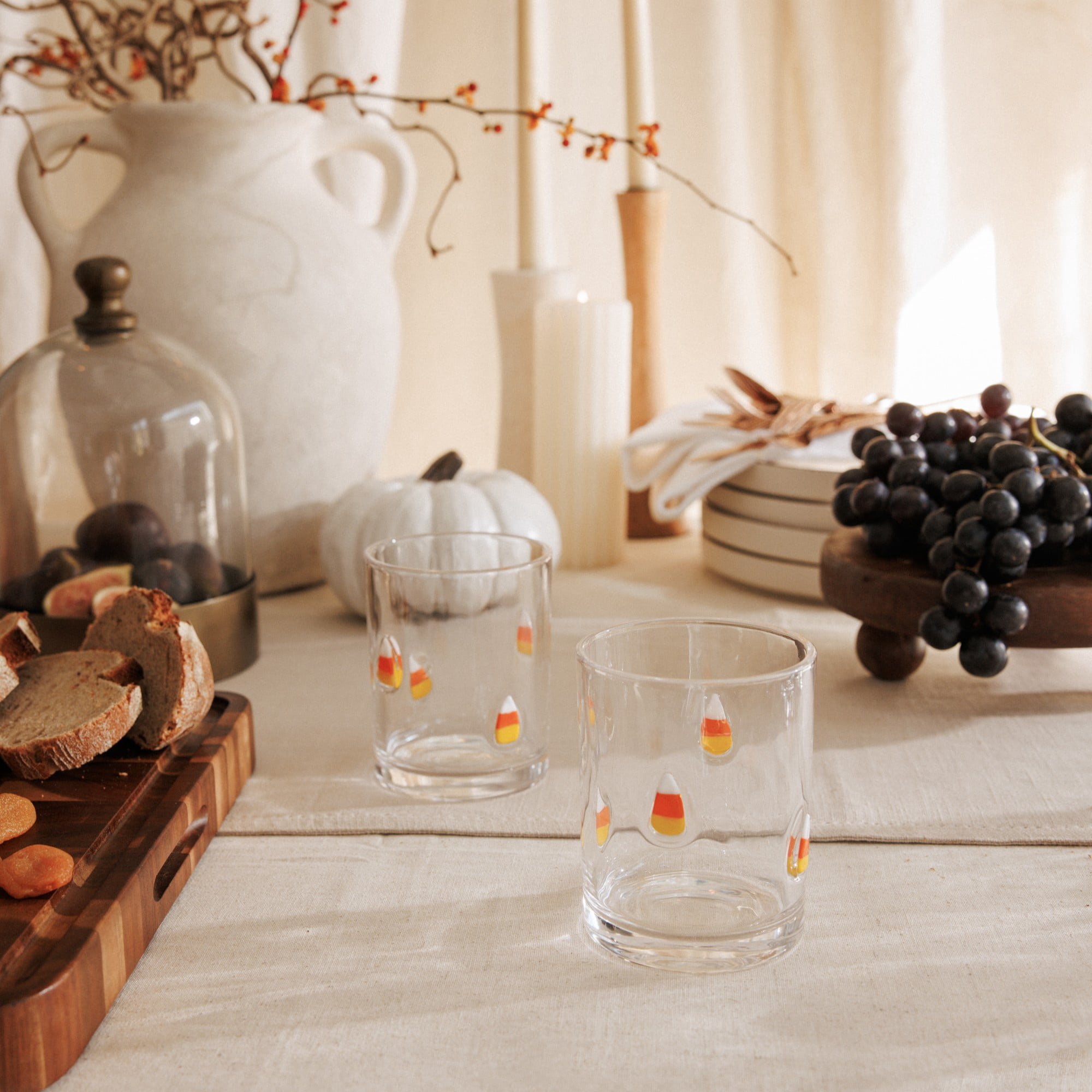 Thyme & Table 12 fl oz Halloween Candy Corn Charm Drinking Glasses, Set of 2