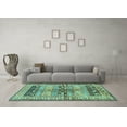 thumbnail image 3 of Ahgly Company Indoor Square Persian Turquoise Blue Traditional Area Rugs, 4' Square, 3 of 4