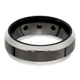 thumbnail image 4 of Black Titanium Men's Beveled .09 Ct. Dia 925 Sterling Silver Men's Bezel 7mm Wedding Band Ring Size 12, 4 of 8