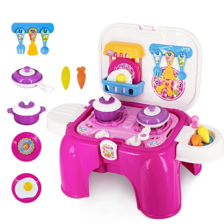Jumper Play Kitchen Playset 2 In 1 Folding Pretend Kitchen Cooking