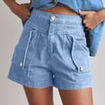 thumbnail image 1 of Gspmoly Shorts pour Femmes, Shorts Décontractés Rétro Unis Amples avec Poches Shorts Athlétiques pour Femmes jusqu'à 60 % de Rabais Bleu Pâle TTG, 1 of 6